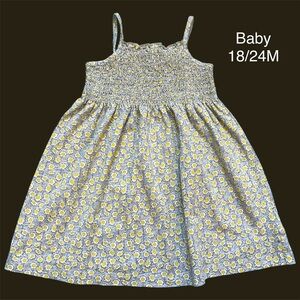 Gap Baby Girl Floral Yellow and Gray Sleeveless Dress Size 18-24 Months